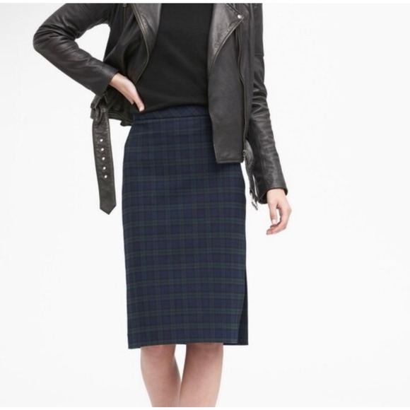 Banana Republic Tartan Plaid Pencil Skirt Size 10 Fall Winter Academia - Picture 1 of 6